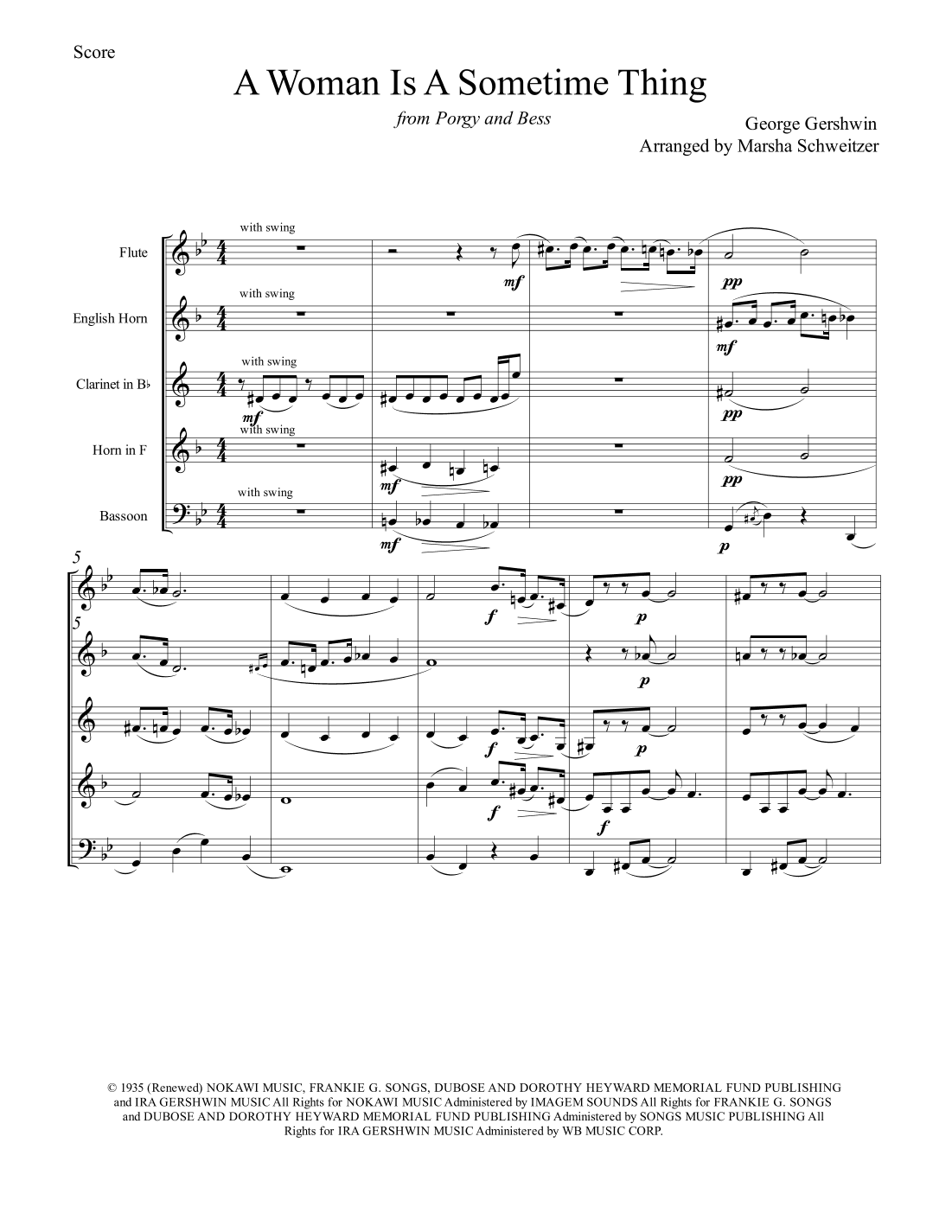 A Woman Is A Sometime Thing (arr. Marsha Schweitzer)