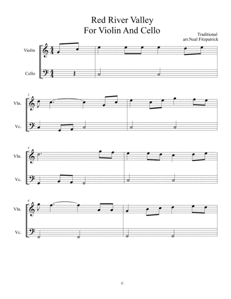 Red River Valley For Violin And Cello (arr. Neal Fitzpatrick)