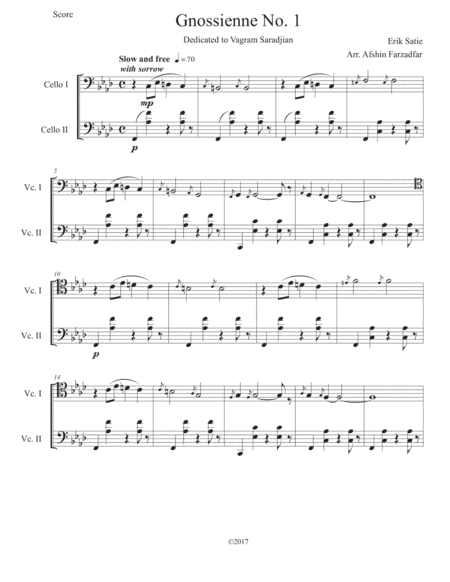 Gnossienne for 2 Cellos (arr. Afshin Farzadfar)