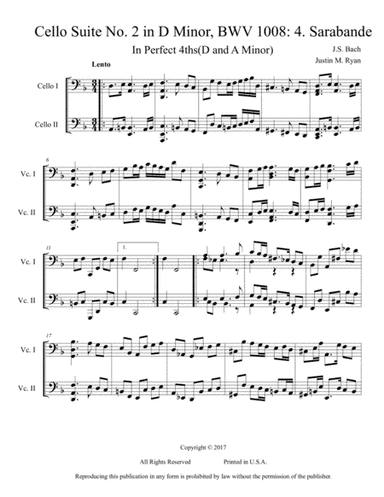 Cello Suite No. 2, BWV 1008: 4. Sarabande (arr. Justin M. Ryan)