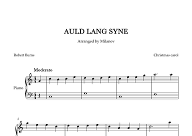 Auld lang syne  in C Piano Easy Christmas carol easy pace (arr. Milanov)