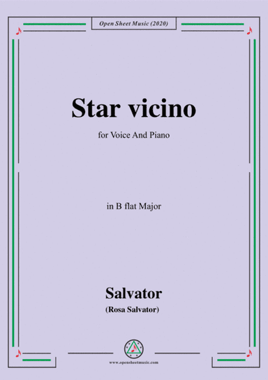 Rosa-Star vicino,in B flat Major,for Voice and Piano (arr. MSM)