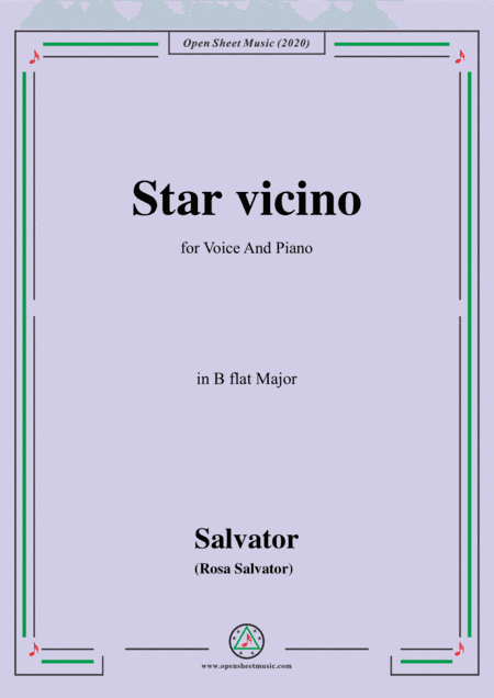Rosa-Star vicino,in B flat Major,for Voice and Piano (arr. MSM)
