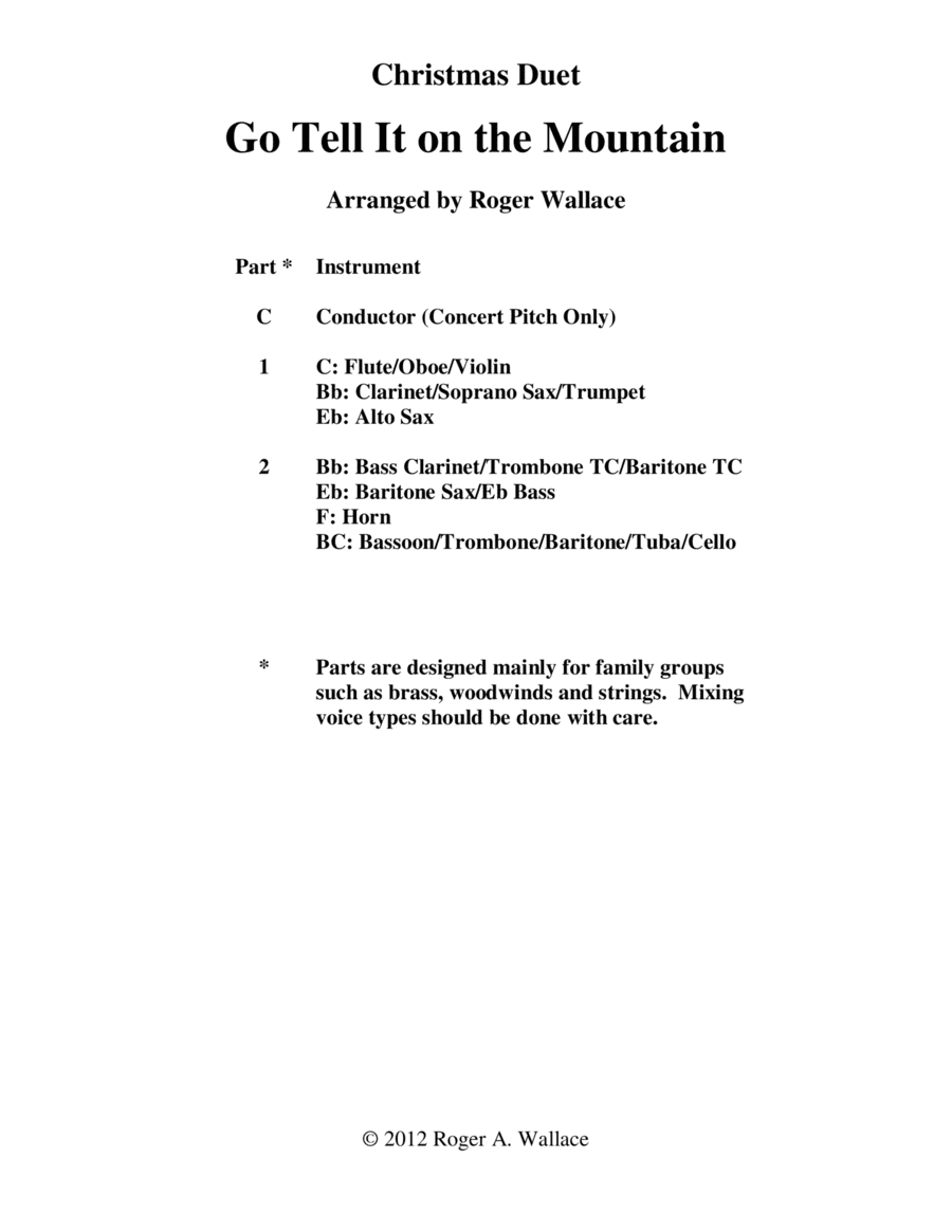 Go Tell It on the Mountain (Mixed Duet) (arr. Roger Wallace)