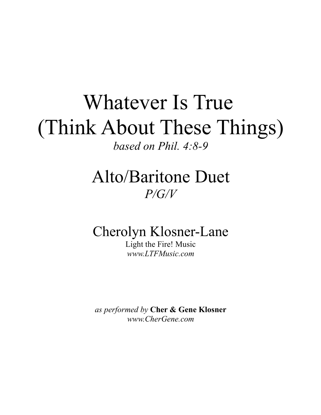 Whatever Is True (Think About These Things) [Alto/Baritone Duet - P/G/V]