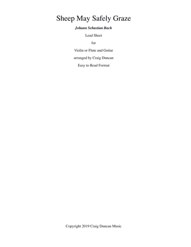 Sheep May Safely Graze Violin or Flute and Guitar Lead sheet (arr. Craig Duncan)