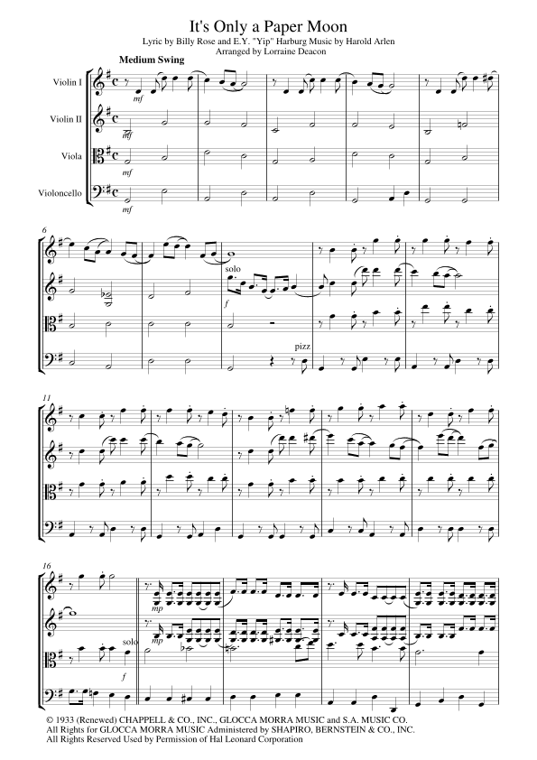 It's Only A Paper Moon (arr. Lorraine Deacon)