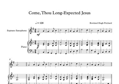 Come, Thou Long-Expected Jesus - Rowland Hugh Prichard (Soprano Sax + Piano) (arr. Digital Book Music)