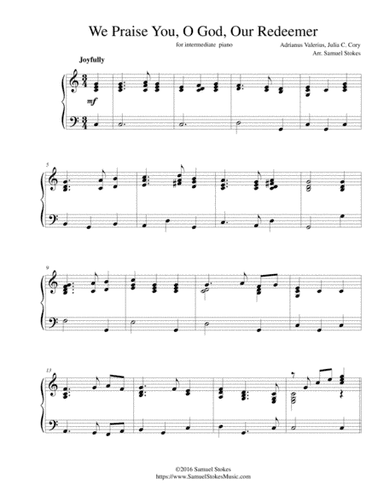 We Praise You, O God, Our Redeemer - for intermediate piano (arr. Samuel Stokes)