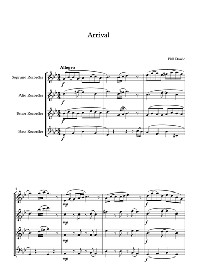 Arrival - Recorder Quartet