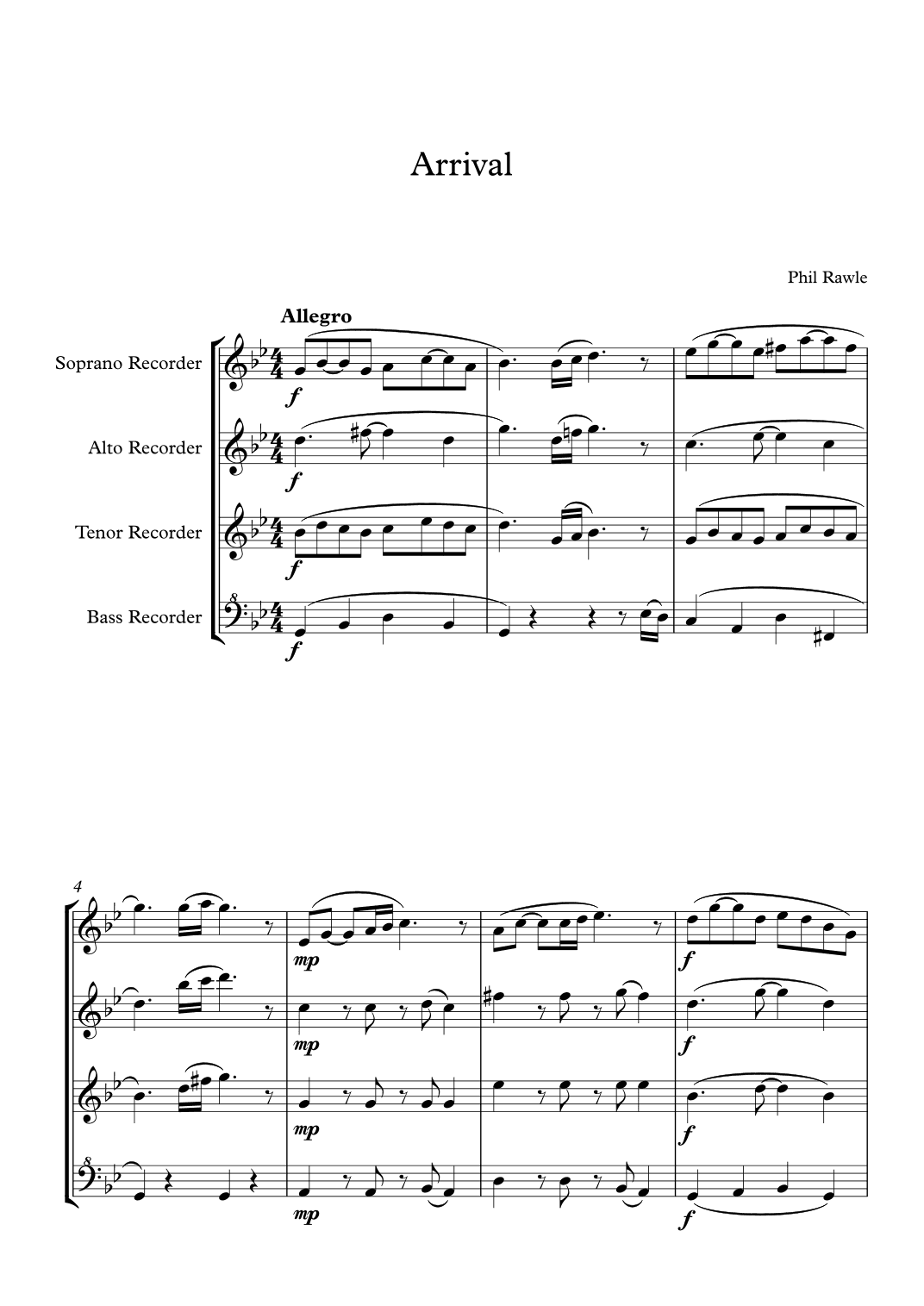 Arrival - Recorder Quartet