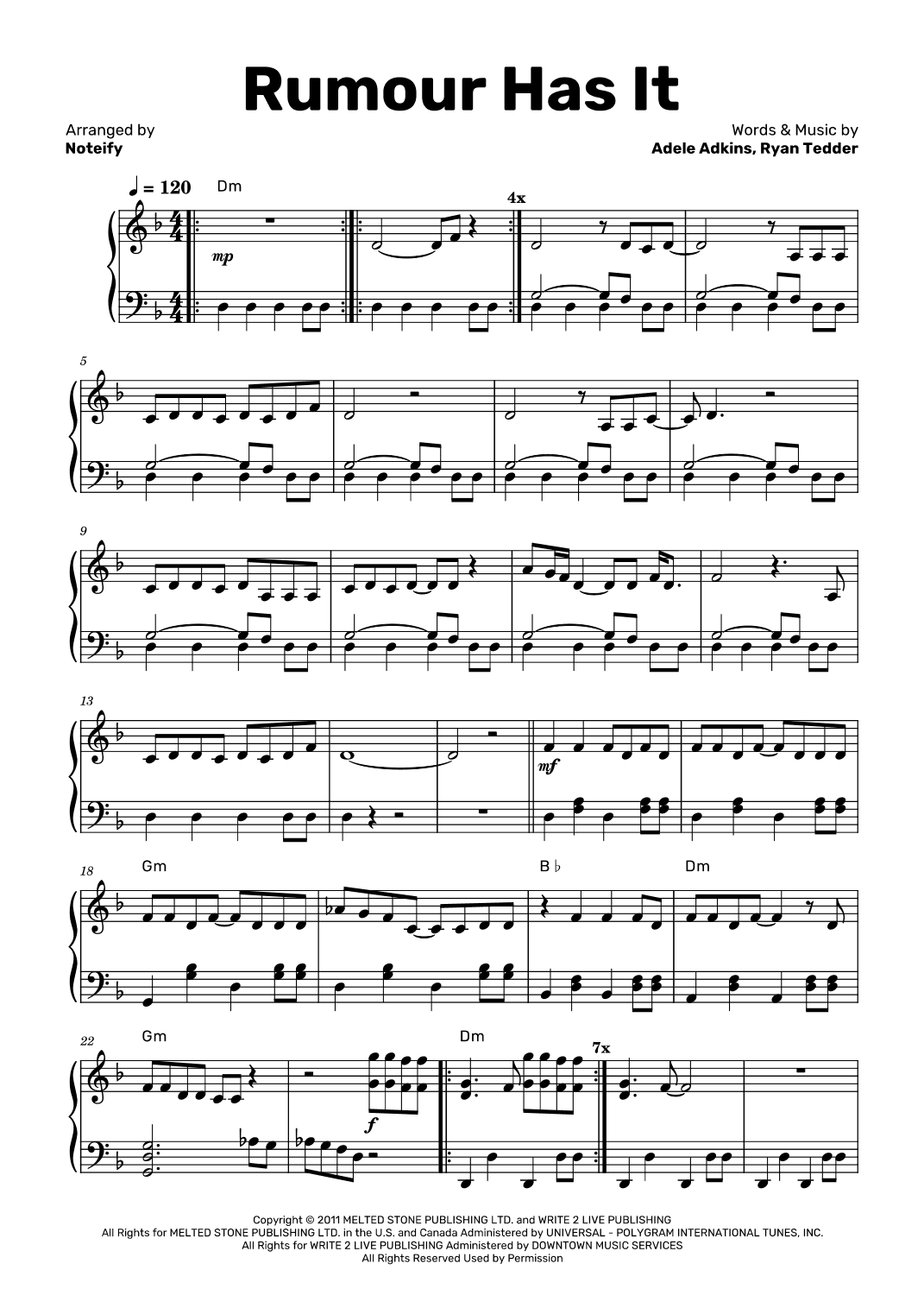 Rumour Has It (arr. Noteify)