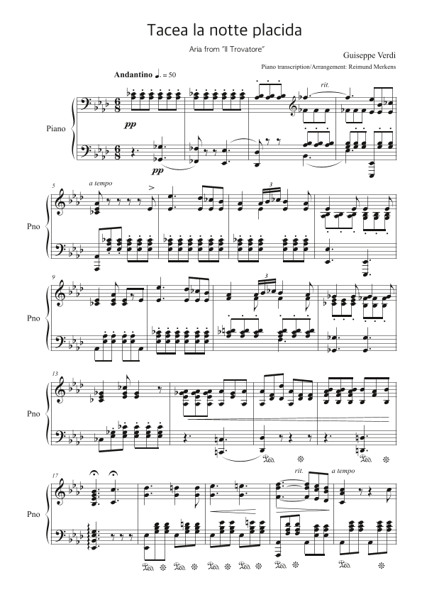 Tacea la notte placida (arr. Reimund Merkens)
