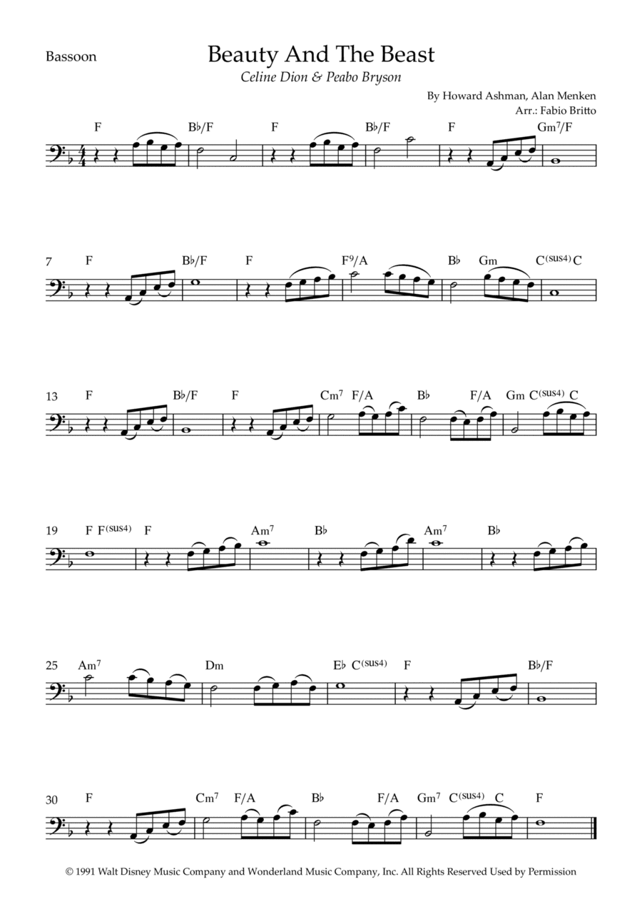 Beauty And The Beast (arr. Fernando Britto)