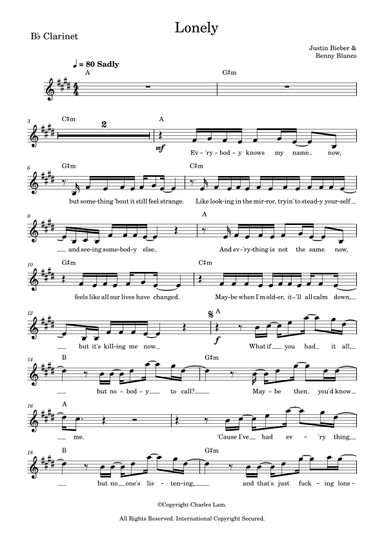 Lonely (arr. Charles Lam)