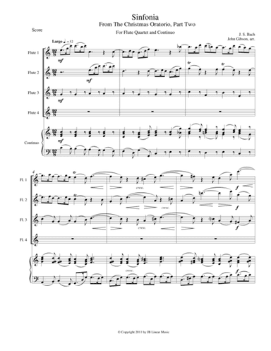 Sinfonia from Bach's Christmas Oratorio for flute quartet (arr. John Gibson)