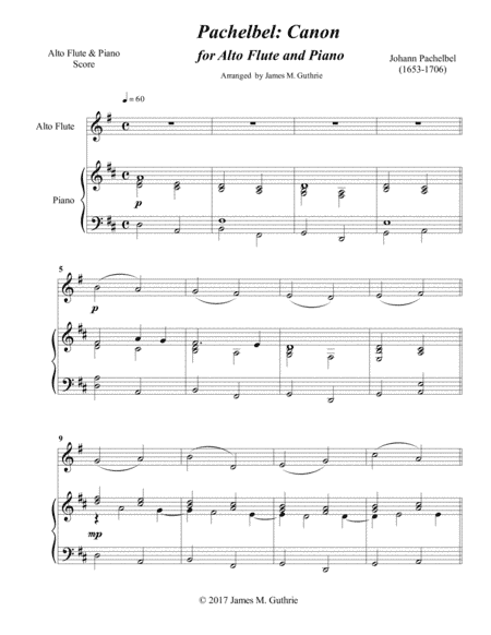 Pachelbel: Canon for Alto Flute & Piano (arr. James M. Guthrie, ASCAP)
