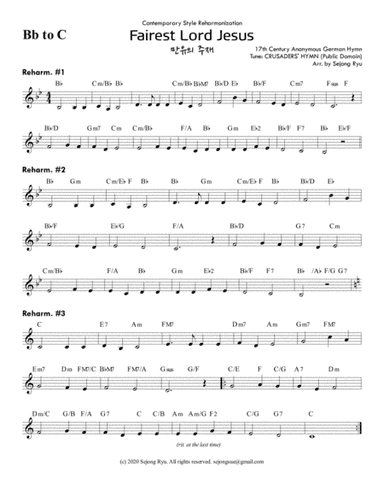 Fairest Lord Jesus (Reharmonization Lead Sheet) 만유의 주재 (arr. Sejong Ryu)