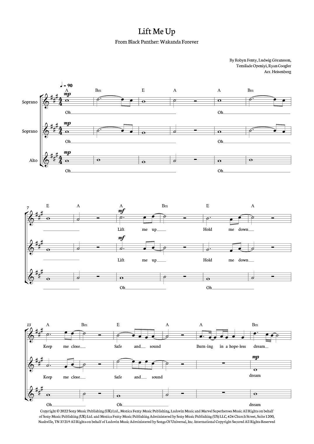 Lift Me Up (arr. Heisenberg)