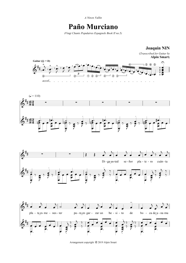 Paño murciano (Spanish Folksong from Andalusia) (arr. Alpin Smart)