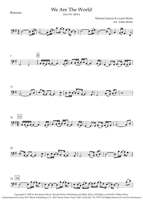 We Are The World (arr. Fabio Britto)