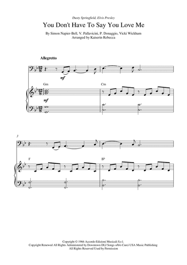 You Don't Have To Say You Love Me (arr. Kaiserin Rebecca)