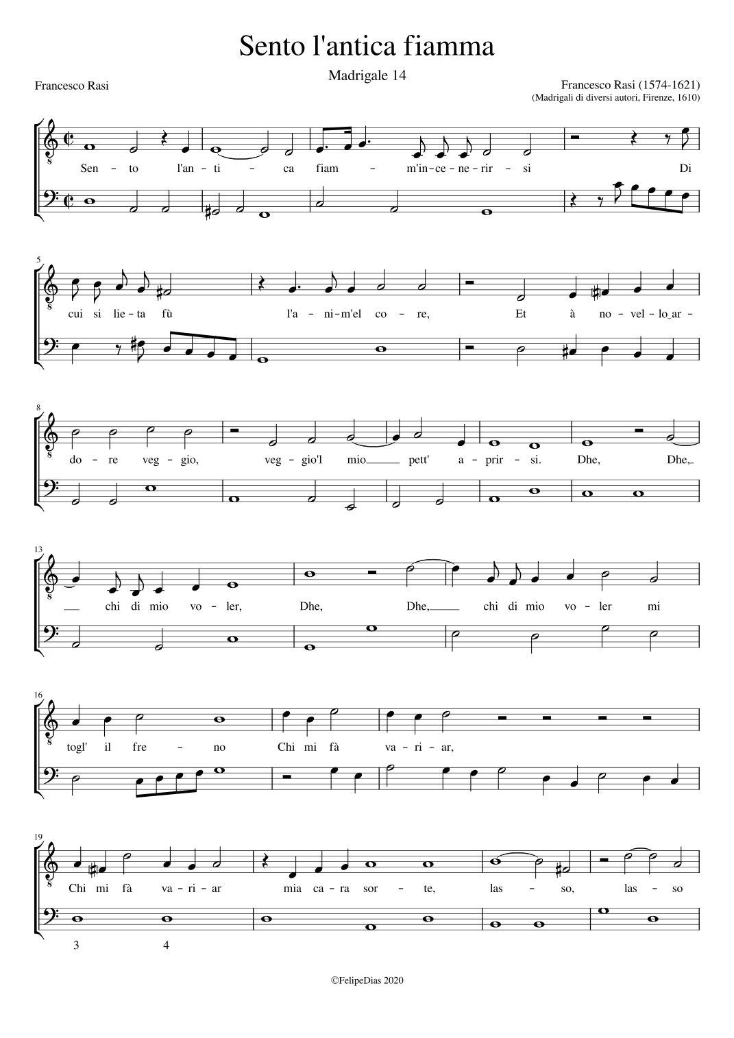 Sento l'antica fiamma (arr. Early Music Scores)