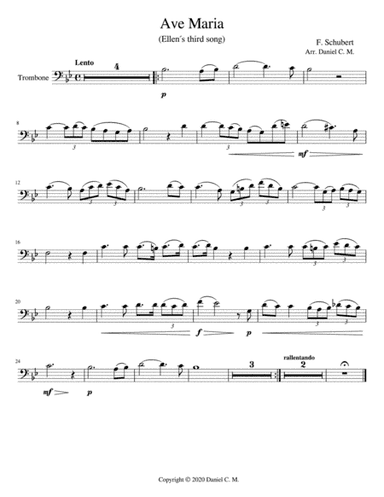 Ave Maria for trombone and piano (simplified) (arr. Daniel C. M.)
