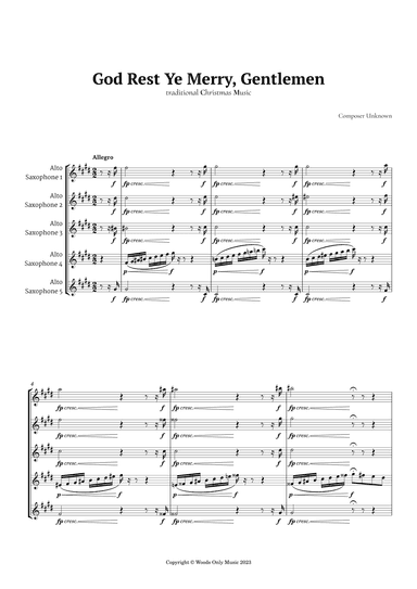 God Rest Ye Merry Gentlemen for Alto Sax Quintet (arr. Ander)