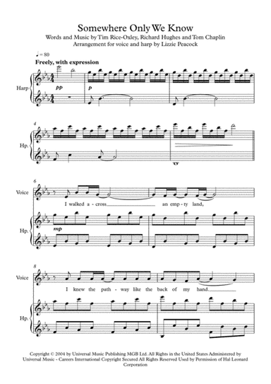 Somewhere Only We Know (arr. Lizzie Peacock)