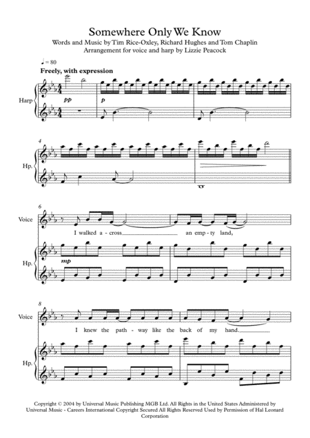 Somewhere Only We Know (arr. Lizzie Peacock)