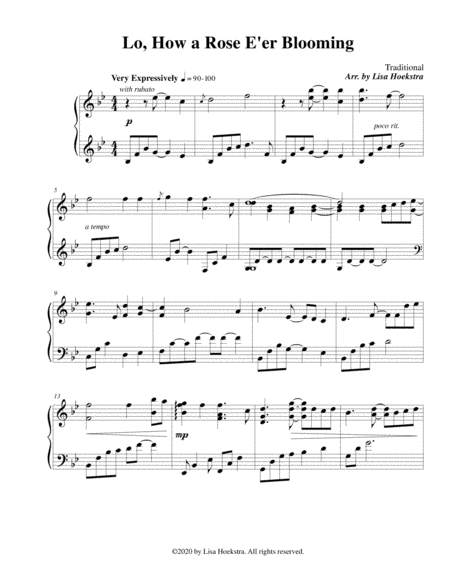 Lo, How a Rose E'er Blooming (arr. Lisa Hoekstra)