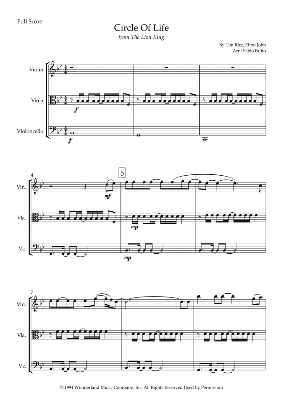 Circle Of Life (arr. Fabio Britto)