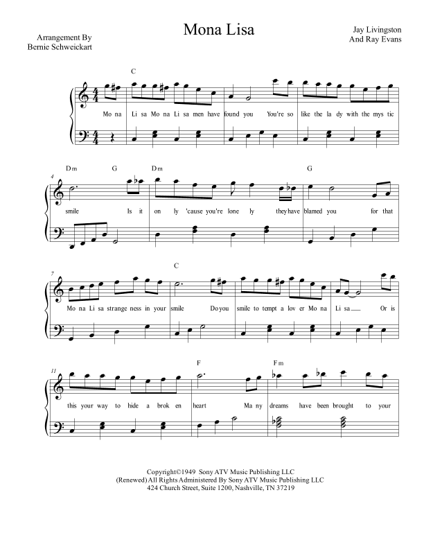 Mona Lisa (arr. Bernie Schweickart)