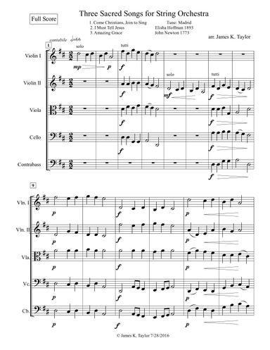 Three Sacred Songs for String Orchestra (arr. James K. Taylor)