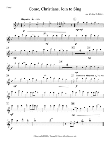 Come, Christians, Join to Sing (Flute Quartet) (arr. Wesley D. Peters)