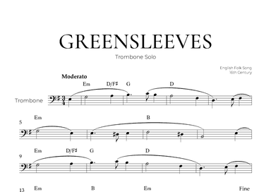 Greensleeves (Trombone Solo) - English Folk Song (arr. Pedro Merendi)