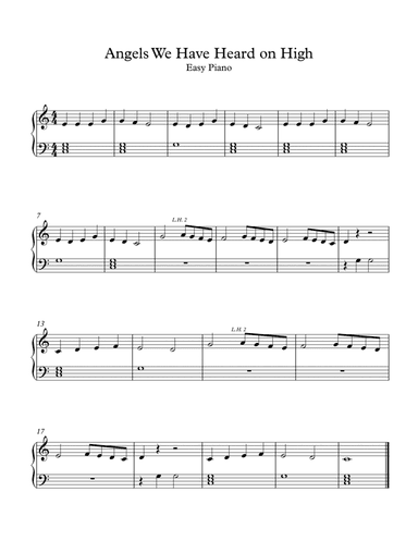 Angels We Have Heard on High Easy Piano (arr. S.C. Hager)