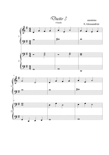 Duetto 3 for piano 4 hands (arr. Ester Alessandrini)