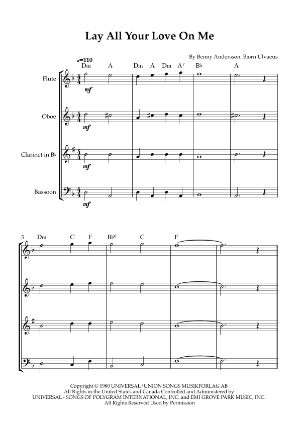 Lay All Your Love On Me (arr. Karen Gueiros)