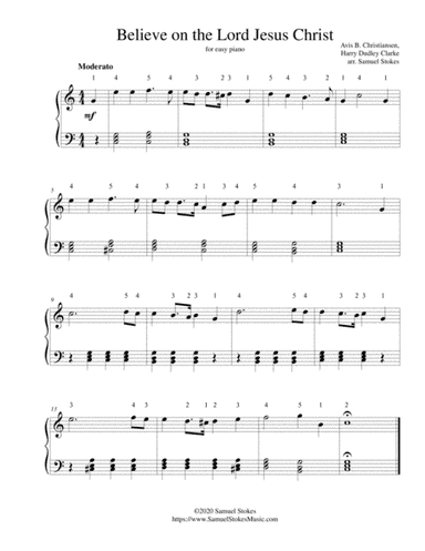 Believe on the Lord Jesus Christ - for easy piano (arr. Samuel Stokes)