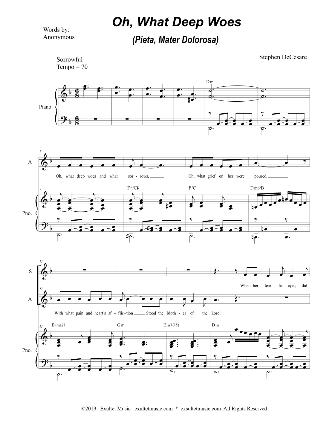 Oh, What Deep Woes (Pieta, Mater Dolorosa) (2-part choir - (SA)