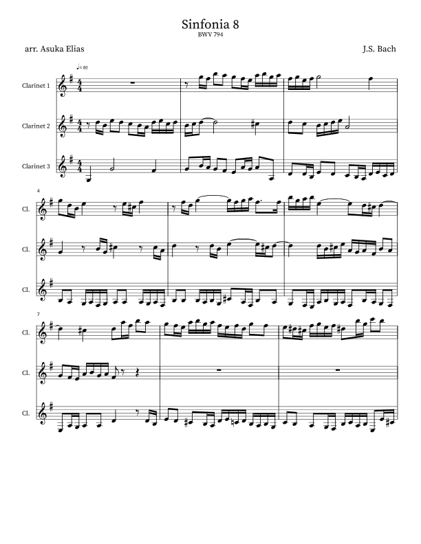 Sinfonia 8 (BWV 794) (arr. Asuka Elias)