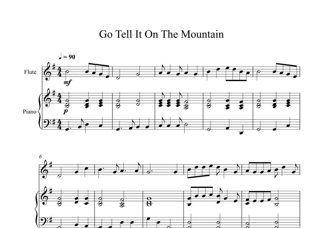 Go Tell It On The Mountain (Flute + Piano) (arr. Digital Book Music)