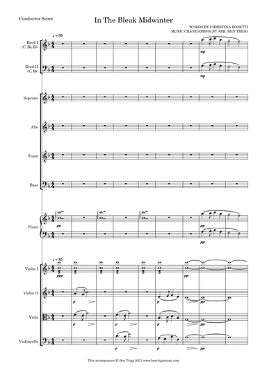 In The Bleak Midwinter – SATB, String 4tet and flexible woodwind – Score and parts (arr. Ben Trigg)