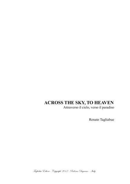 ACROSS THE SKY, TO HEAVEN - For String Quintet, Organ and Timpani
