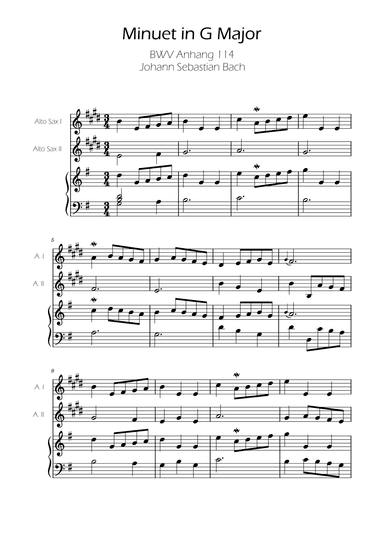 Minuet in G major BWV Anh. 114 - Bach - Alto Sax Duet w/ Piano (arr. Ygor Nunes)