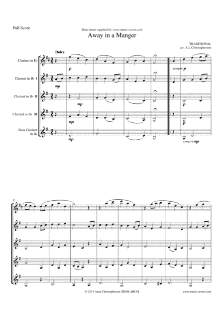 Away in a Manger - Clarinet Quintet (arr. Anne Christopherson GRSM ARCM)