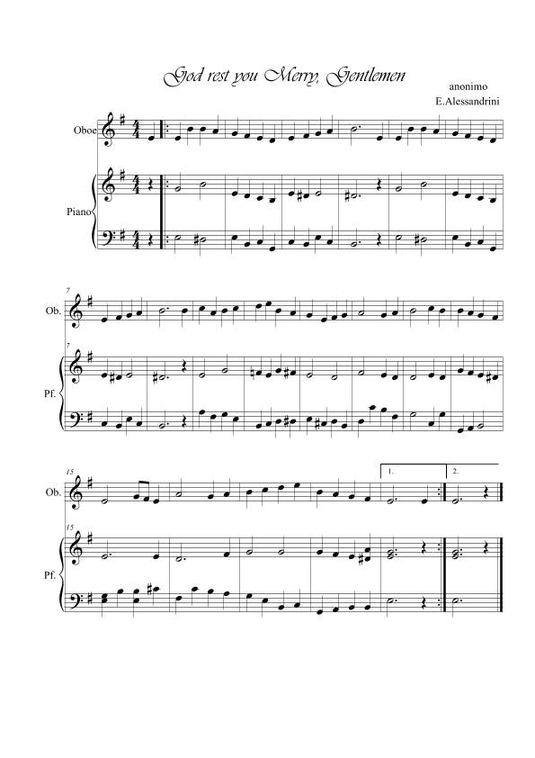 God rest you merry Gentlemen. Oboe and piano (arr. Ester Alessandrini)
