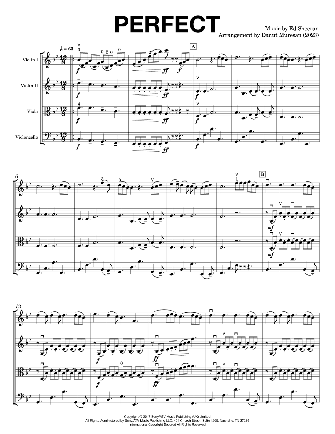 Perfect - Score Only (arr. Danut Muresan)